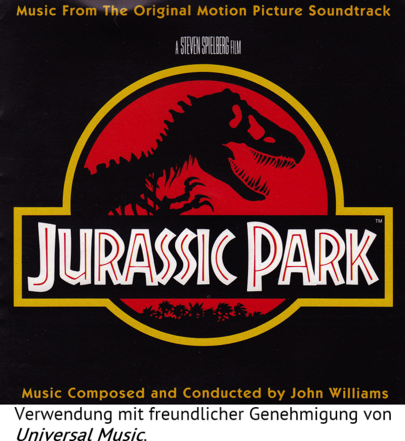 Jurassic Park 1993 Soundtrack-Cover. Verwendung mit freundlicher Genehmigung von Universal Music.